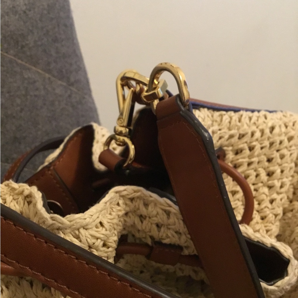 Lauren by RALPH LAUREN “Andie”Bucket Drawstring Straw & Leather Crossbody NWOT - Picture 16 of 16